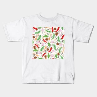 Herbs and Spices in Gouache Pattern Kids T-Shirt